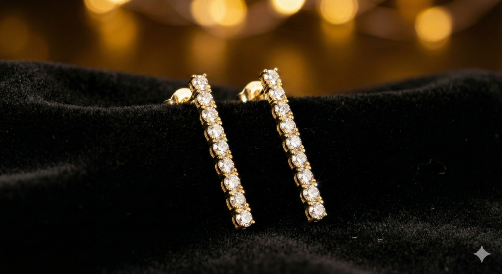 Cercei drop cu zirconiu